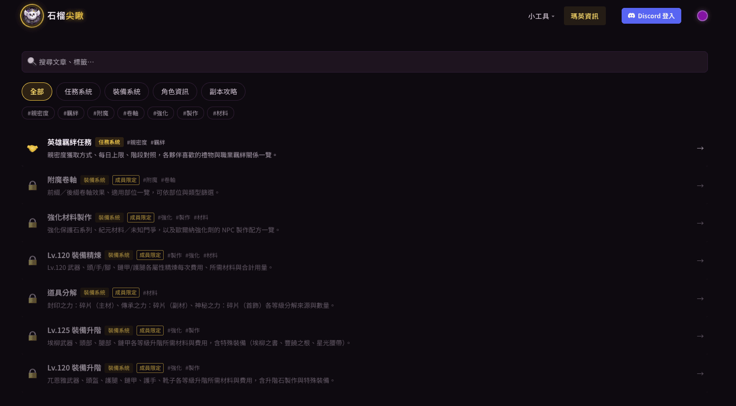 資訊列表頁面（權限閱讀管制）